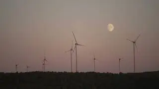 wind turbine with moon - Free (for commercial use) Footage - 4K