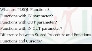 Tutorial 9: PLSQL Functions