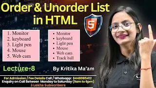 #8 Order & Unorder List in HTML With Example | HTML Order/ Unorder List | HTML Tutorial in Hindi
