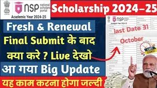 NSP Scholarship Final Submit के बाद क्या करे New update 2024-25🔥 | NSP New update Fresh & Renewal ||