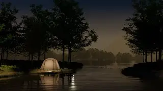making a camp by the lake scene in blender