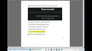 Fix Disconnected. Lost Connection due to an error. Error Code 272 in Roblox