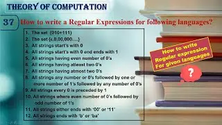 Theory of computation : How to Write Regular Expression for following languages?| TOC | Lect37