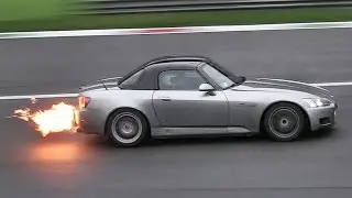 Honda S2000 Turbo Sound & Spitting Flames On Track!!