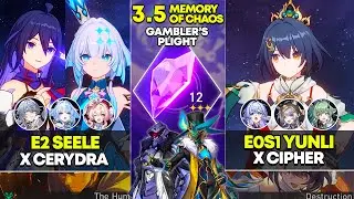 E2 Seele x Cerydra & E0S1 Yunli x Cipher | Memory of Chaos 12 | Honkai Star Rail 3.5