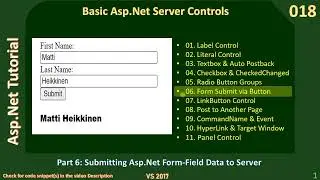 Basic Controls | Part 6 - Submit Form Data via Button | Asp Net Tutorial 