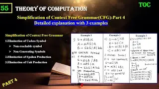 Simplification of Context Free Grammar(CFG)  Reduction of Context Free Grammar |TOC | Lect 55