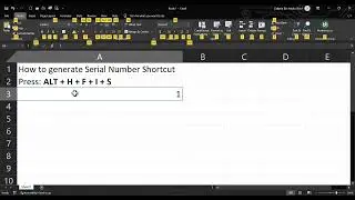 How to create Serial Number in Excel by using Keyboard Shortcut?
