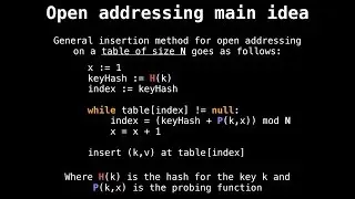 Hash table open addressing