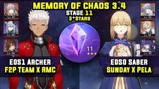 E0 Archer F2P Team W/ Hanya X RMC & E0 Saber Carry (3 Stars) Memory Of Chaos 11 Honkai Star Rail 3.4