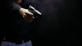 Gun / Pistol Shooting Slowmo Dark Room 04 - Free (for commercial use) Footage - 4K